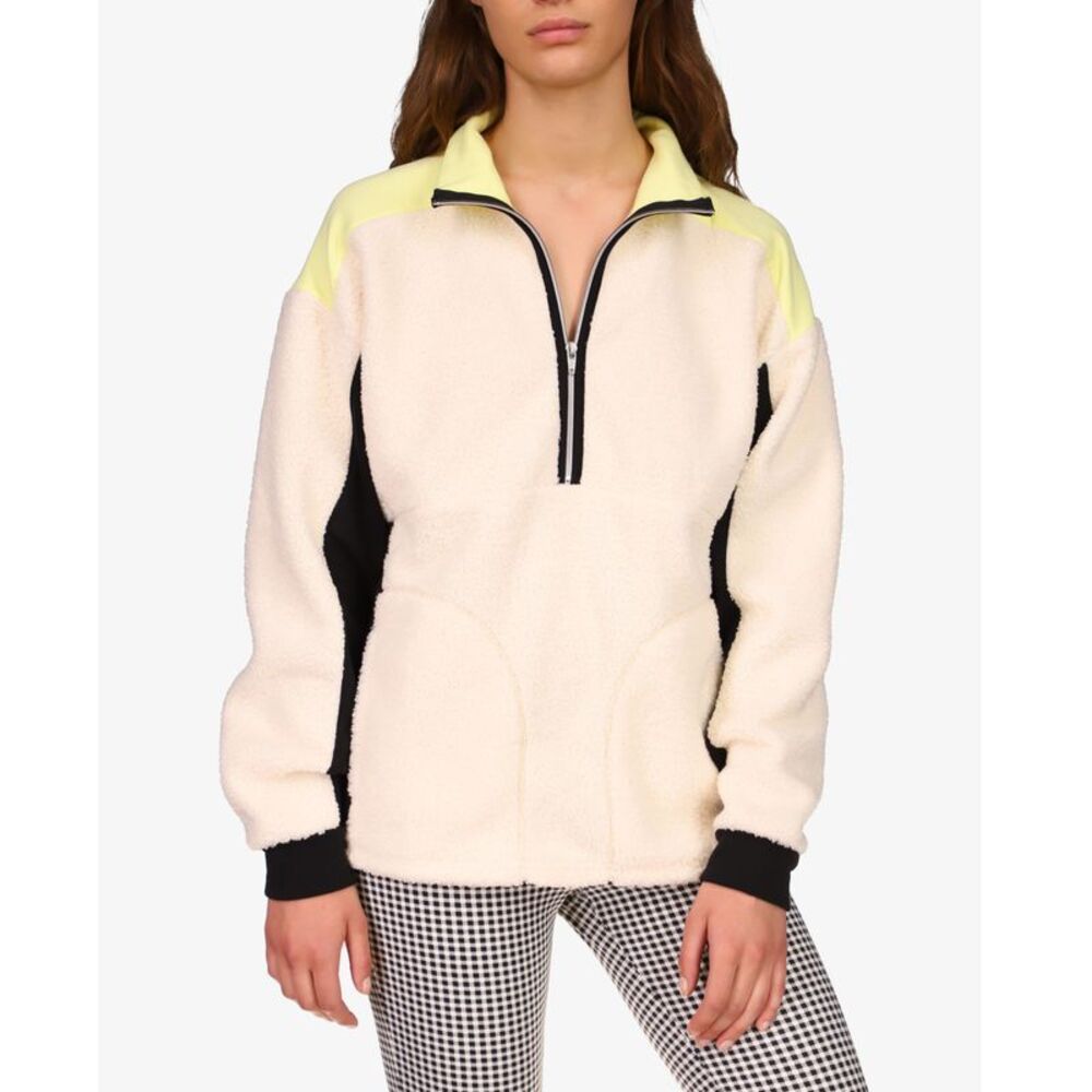 Sanctuary Fireside Mixed Media Faux Shearling Half-Zip Top